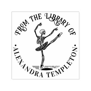 Ballet Dancer Skeleton on Pointe Library Book Name Self-inking Stamp