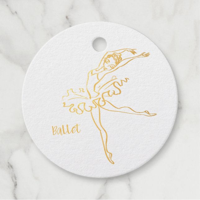 Ballet dancer stencil elegant script foil favour tags (Front)