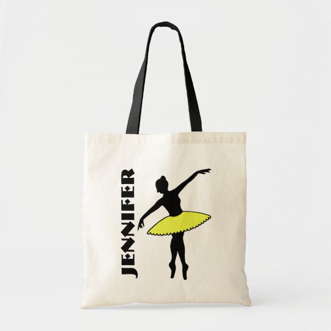 Ballet Dancer Tutu Ballerina Dance Class Yellow Tote Bag (Front)