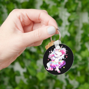Ballet Dancer Unicorn Girls Rainbow Ballerin Color Key Ring