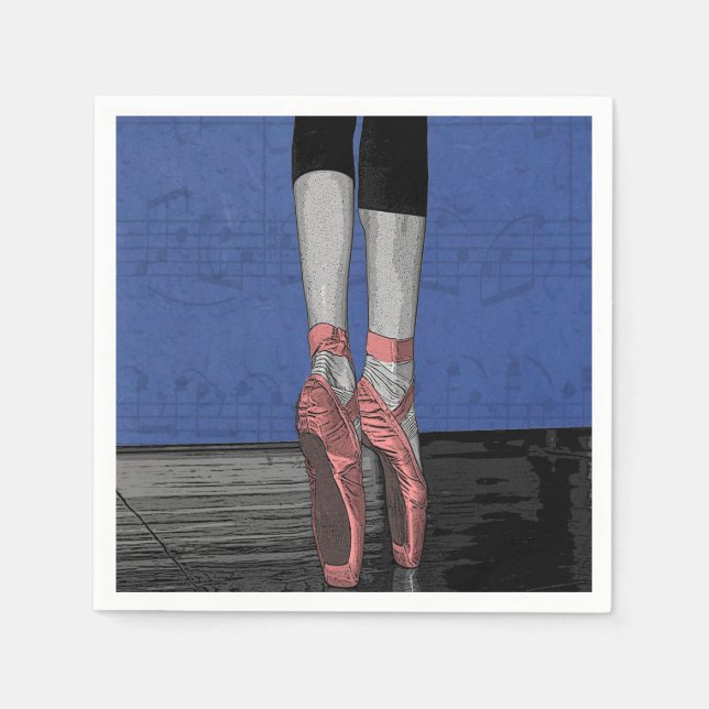 Ballet Dancer with Pink Shoes Party Napkins (Front)