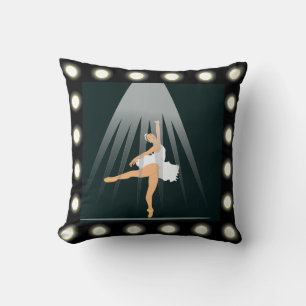 Ballet Dancer With Spotlight And Marque Lights Cushion