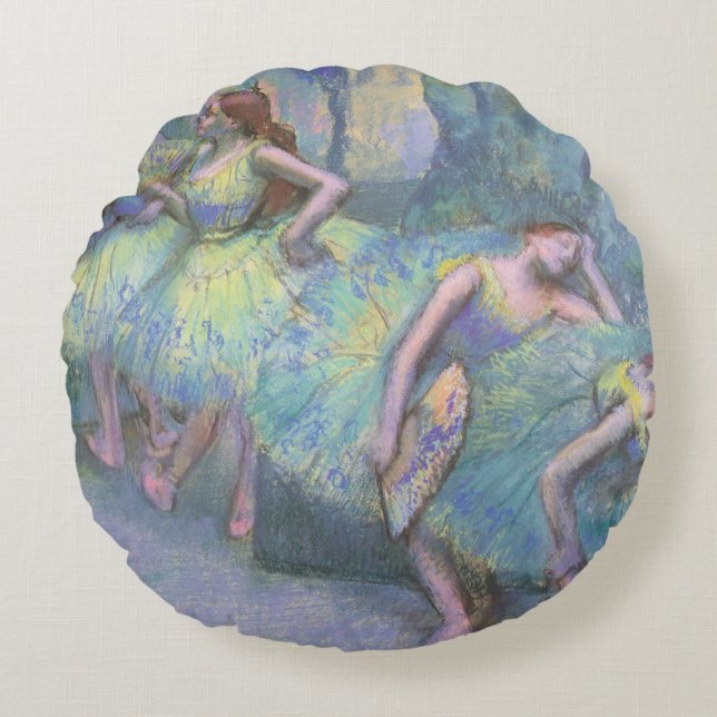 Ballet Dancers in the Wings by Edgar Degas Round Cushion (Front)