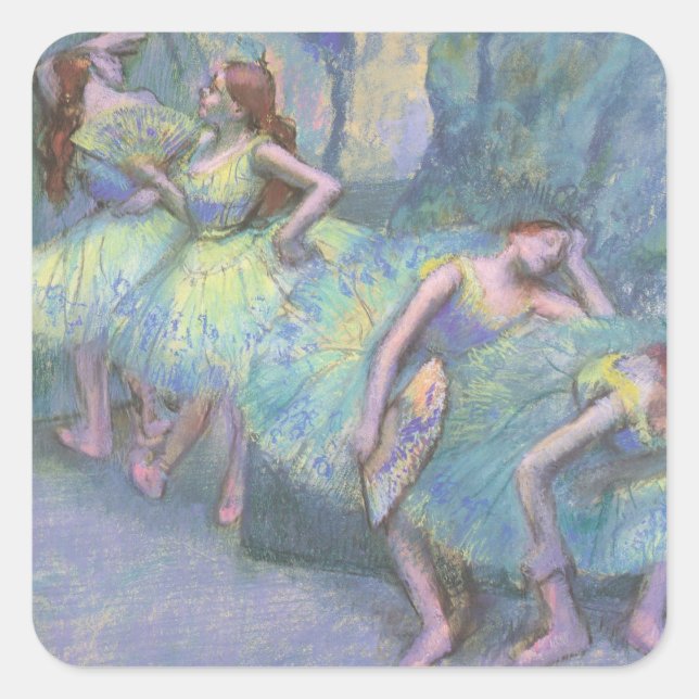 Ballet Dancers in the Wings by Edgar Degas Square Sticker (Front)