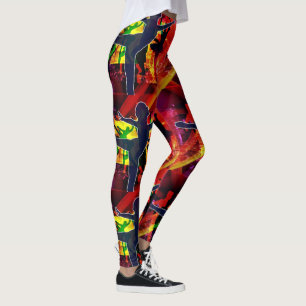 Ballet Dancers on Multi Colour Background Leggings
