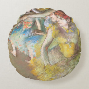 Ballet Dancers on the Stage by Edgar Degas Round Cushion
