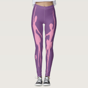 Ballet Dancers Pink  Silhouette On Any Colour Leggings