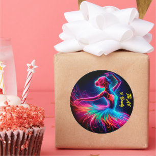 Ballet dancing artistic aesthetic neon colour wome classic round sticker
