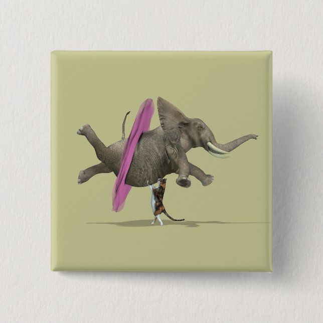 Ballet Dancing Elephant 15 Cm Square Badge (Front)