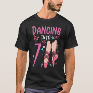 Ballet Dancing Into 7 Birthday Ballerina Ballet Bi T-Shirt
