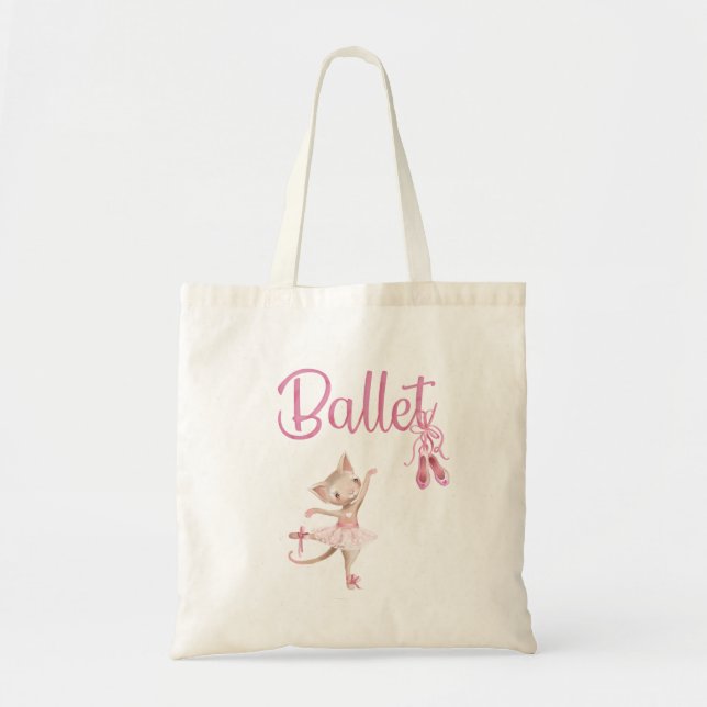 Ballet Dancing Kitten Tote Bag (Front)