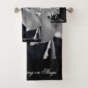 Ballet Dancing on Stage in Black and White Bath Towel Set