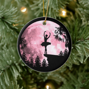 Ballet Dancing Pink Full-Moon Ballerina Women Girl Ceramic Ornament