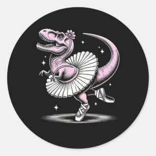 Ballet Dancing T-rex In Tutu And Slippers  Classic Round Sticker