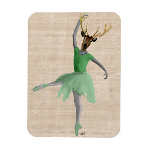 Ballet Deer in Green 2 Magnet