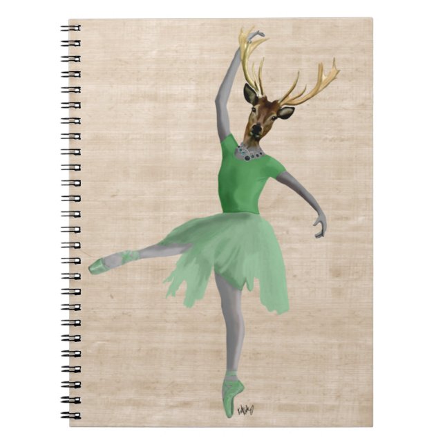 Ballet Deer in Green 2 Notebook (Front)