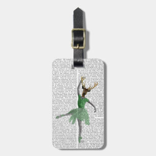 Ballet Deer in Green Luggage Tag