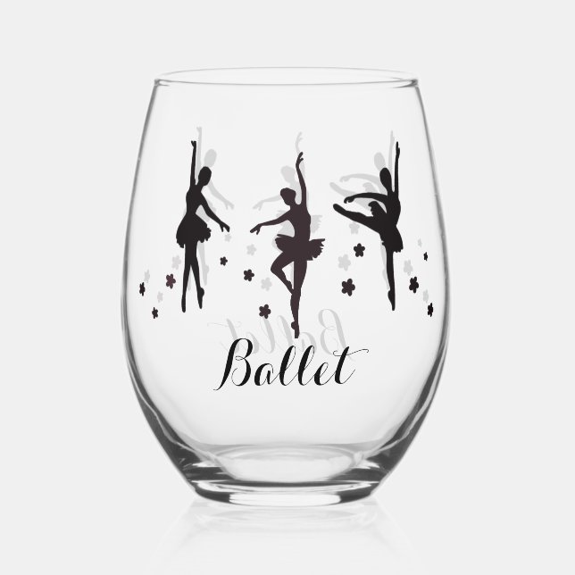 Ballet Design Stemless Wine Glass (Front)