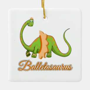 Ballet Dinosaur Gift for Dance Student Ceramic Ornament