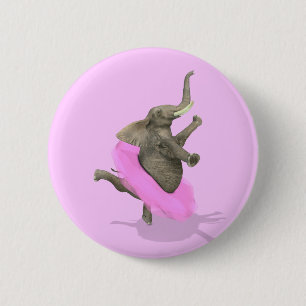 Ballet Elephant En Pointe 6 Cm Round Badge