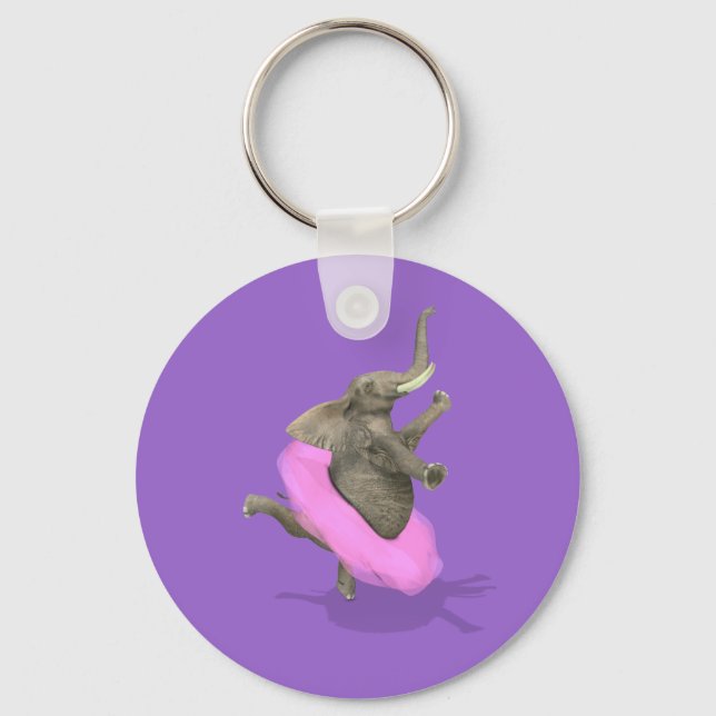 Ballet Elephant En Pointe Key Ring (Front)