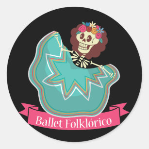 Ballet Folklorico Mexican Sugar Skull Ballet Dance Classic Round Sticker