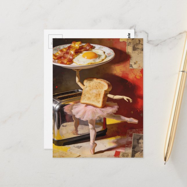 ballet for breakfast surreal postcard (Front/Back In Situ)