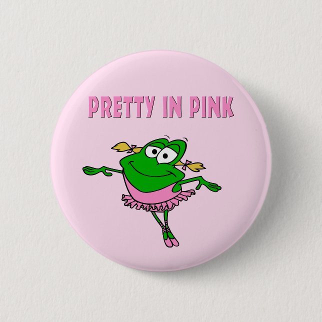 Ballet Frog Pretty in Pink 6 Cm Round Badge (Front)
