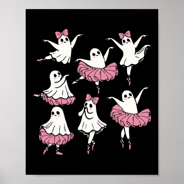 Ballet Ghost Dancer Cute Boo Dancing Halloween  Poster (Front)