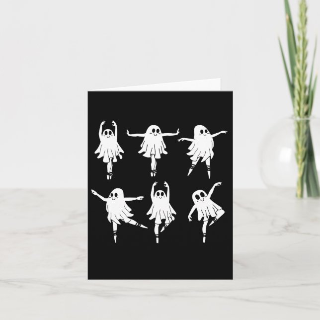 Ballet Ghost Dancer Spooky Dance Teacher Halloween Card (Front)