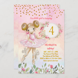 Ballet Girl Pink Birthday Party Invitation