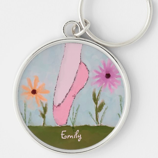 Ballet in Flowers Customisable Keychain (Front)