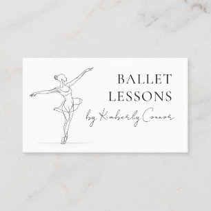 Ballet Lessons One Line Stroke Ballerina Drawing Business Card