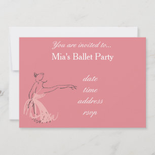 Ballet Party for girls pink ballerina Invitation