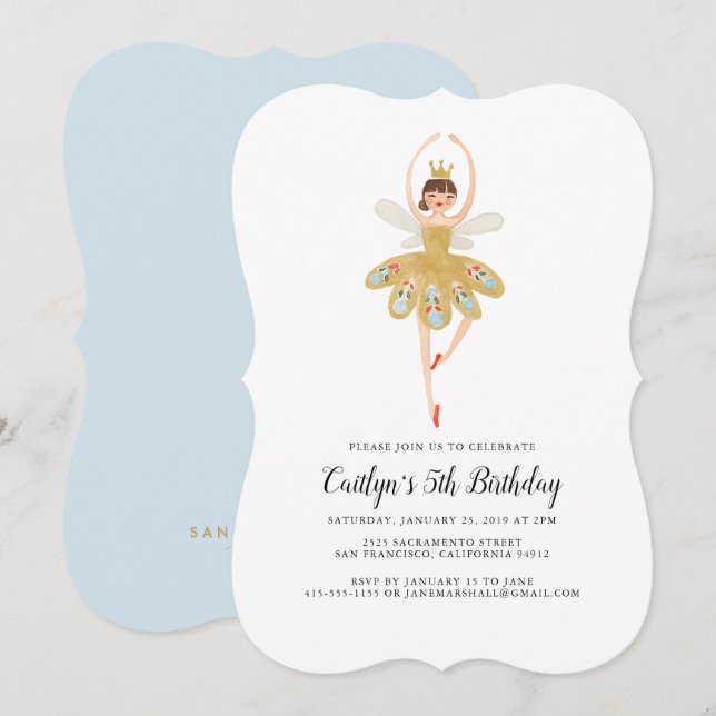 Ballet Party Invitation | Ballerina Birthday Party (Front/Back)