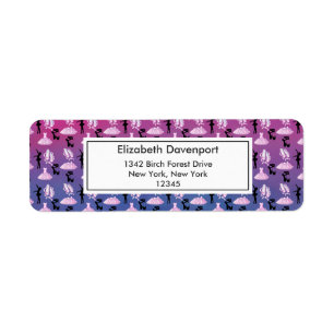 Ballet Pattern on Pink and Blue Gradient Return Address Label
