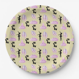 Ballet Pattern with Dance Attire and Ballerina Paper Plate