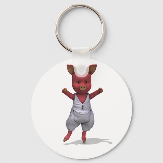 Ballet Pig En Pointe Key Ring (Front)