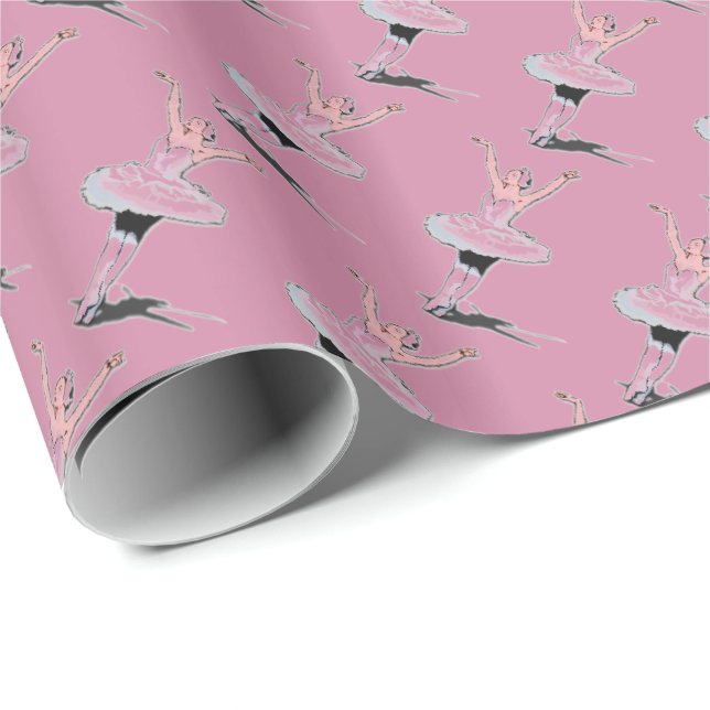 Ballet Pink Ballerina Girl Birthday  Wrapping Paper (Roll Corner)