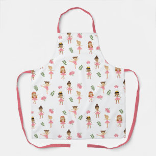 Ballet Pink Ballerinas Dancing Pattern Apron