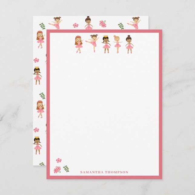 Ballet Pink Ballerinas Dancing Pattern Card (Front/Back)