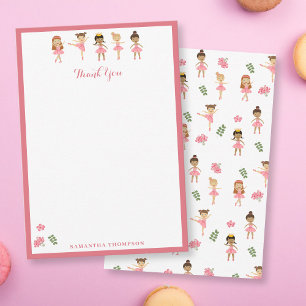 Ballet Pink Ballerinas Dancing Pattern Thank You Card