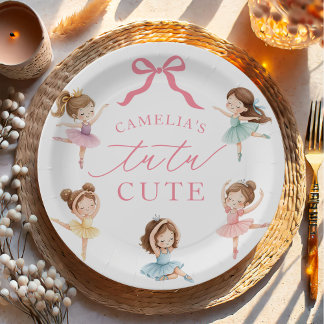 Ballet Pink Girls Bow Tutu Ballerina 1st Birthday Paper Plate