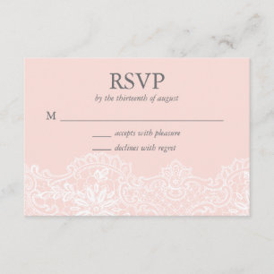Ballet Pink Lace Wedding RSVP Card