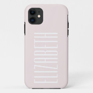 Ballet Pink Solid Colour Minimalist Name iPhone 11 Case