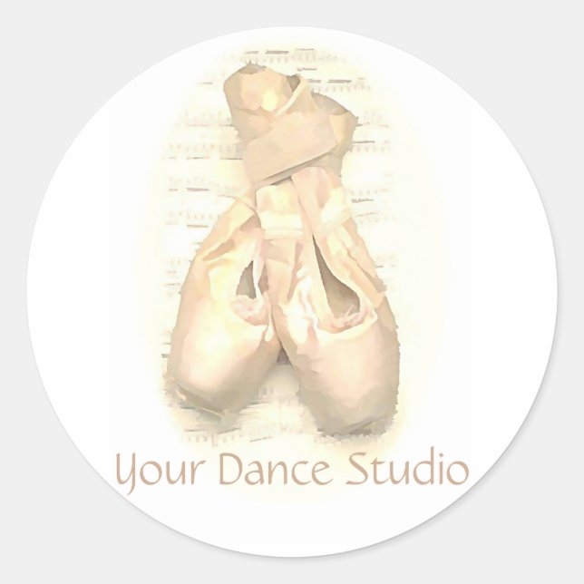 Ballet Pointe Shoes Painted Personalised Classic Round Sticker (Front)