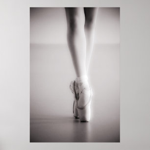 Ballet Pointe Shoes Sepia Dancing Slippers Poster