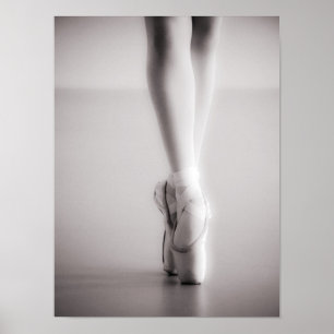 Ballet Pointe Shoes Sepia Dancing Slippers Poster