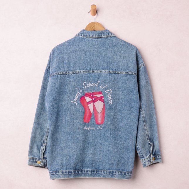 Ballet Pointe Toe Shoe Dance Teacher School Studio Denim Jacket (Hangar)