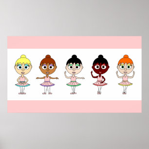Ballet Positions Poster - Cute Ballerinas